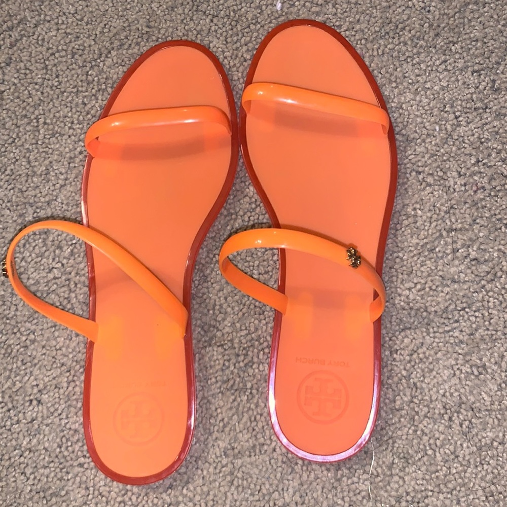 orange tory birch sandals